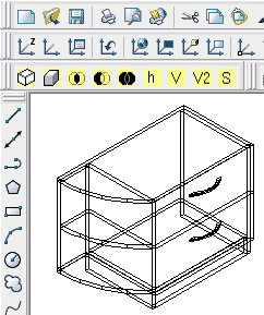 Die figuur toon 'n model van die meubels, wat deur' n program vir meubels ontwerp Details gebruik word.