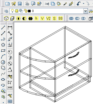 Attēlā parādīts piemērs modeļu mēbeles ir izveidotas, izmantojot AutoCAD